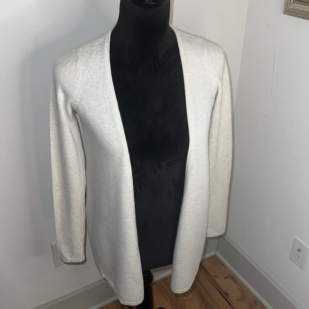 WYTHE NY natural 100% Cashmere open cardigan long sleeves Sz XS